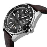 Buy Shop Tag Heuer Aquaracer Caliber 5 Black Dial Brown Leather Strap Watch for Men - WAY201M.FC6474 USA Online