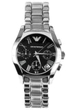 Buy Shop Emporio Armani Velente Chronograph Black Dial Silver Steel Strap Watch For Women - AR0674 USA Online