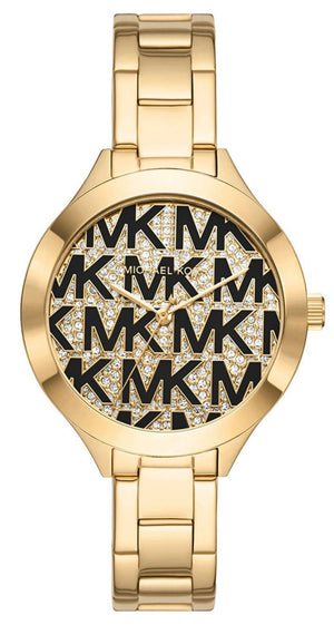 Buy Shop Michael Kors Slim Runway Crystals Gold Dial Gold Steel Strap Watch for Women - MK4659 USA Online