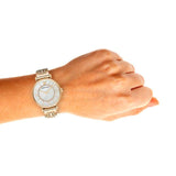 Buy Shop Emporio Armani Gianni T Bar White Mother of Pearl Dial Gold Steel Strap Watch For Women - AR1907 USA Online