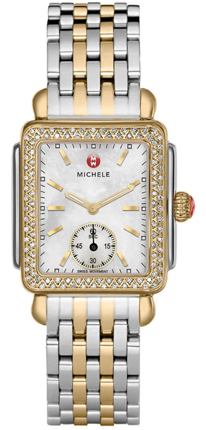 Buy Shop Michele Deco Silver Dial Two Tone Steel Strap Watch For Women - MWW06V000023 USA Online