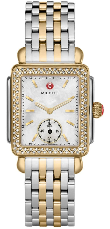 Buy Shop Michele Deco Silver Dial Two Tone Steel Strap Watch For Women - MWW06V000023 USA Online