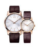 Buy Shop Calvin Klein City Silver Dial Brown Leather Strap Watch For Men - K2G21629 USA Online
