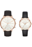 Buy Shop Michael Kors Jaryn Quartz White Dial Black Leather Strap Watch For Women - MK2472 USA Online