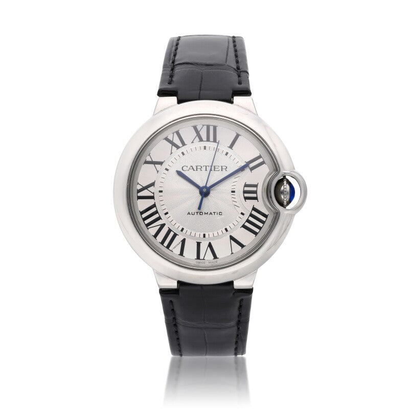 Buy Shop Cartier Ballon Bleu De Cartier Silver Dial Black Leather Strap Watch for Women - WSBB0028 USA Online