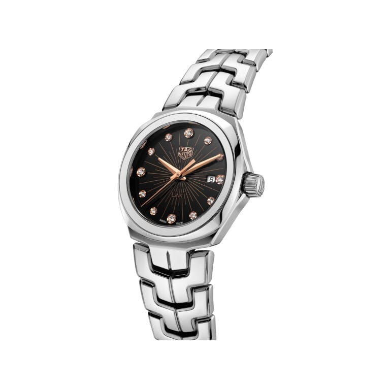 Buy Shop Tag Heuer Link Quartz Black Dial Silver Steel Strap Watch for Women - WBC131F.BA0649 USA Online