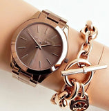 Buy Shop Michael Kors Runway Quartz Brown Dial Brown Steel Strap Watch For Women - MK3418 USA Online