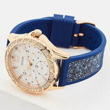 Buy Shop Guess Swirl Analog Quartz White Dial Blue Rubber Strap Watch for Women - W1096L4 USA Online