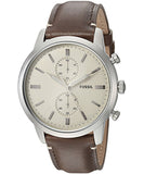 Fossil Townsman Chronograph White Dial Brown Leather Strap Watch for Men - FS5350