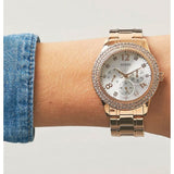 Buy Shop Guess Bedazzle Diamonds Silver Dial Rose Gold Steel Strap Watch For Women - W1097L3 USA Online