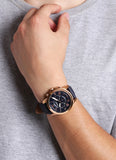 Buy Shop Fossil Grant Chronograph Blue Dial Blue Leather Strap Watch for Men - FS4835 USA Online