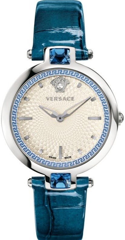 Buy Shop Versace Olympo Gleam White Dial Green Leather Strap Watch for Women - VAN020016 USA Online