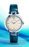 Buy Shop Versace Olympo Gleam White Dial Green Leather Strap Watch for Women - VAN020016 USA Online