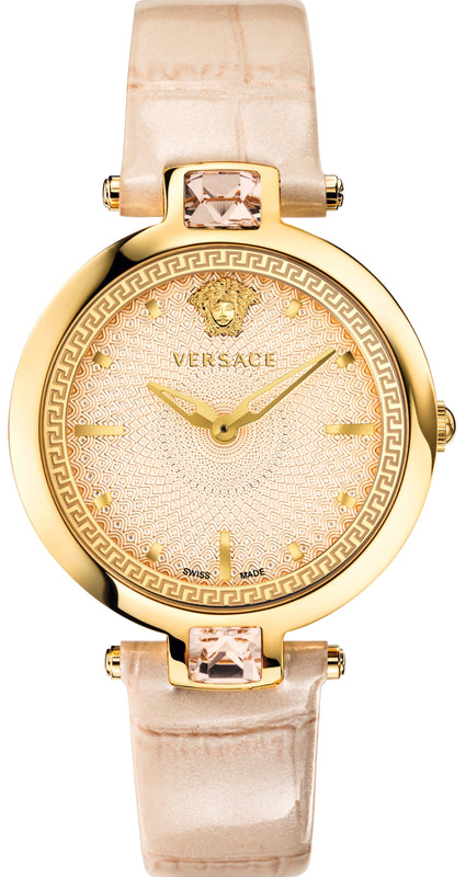 Buy Shop Versace Olympo Quartz White Dial Beige Leather Strap Watch for Women - VAN050016 USA Online