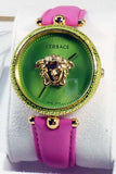 Buy Shop Versace Palazzo Empire Green Dial Pink Leather Strap Watch for Women - VCO150017 USA Online