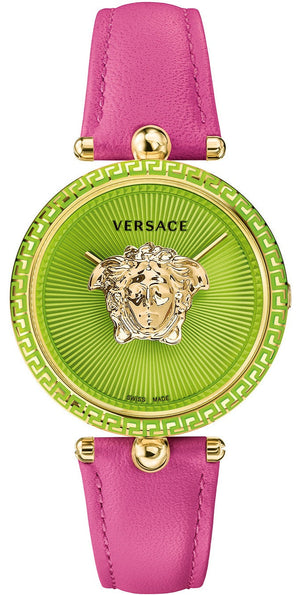 Buy Shop Versace Palazzo Empire Green Dial Pink Leather Strap Watch for Women - VCO150017 USA Online