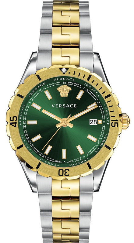Buy Shop Versace Hellenyium Quartz Green Dial Two Tone Steel Strap Watch For Men - VE3A00720 USA Online