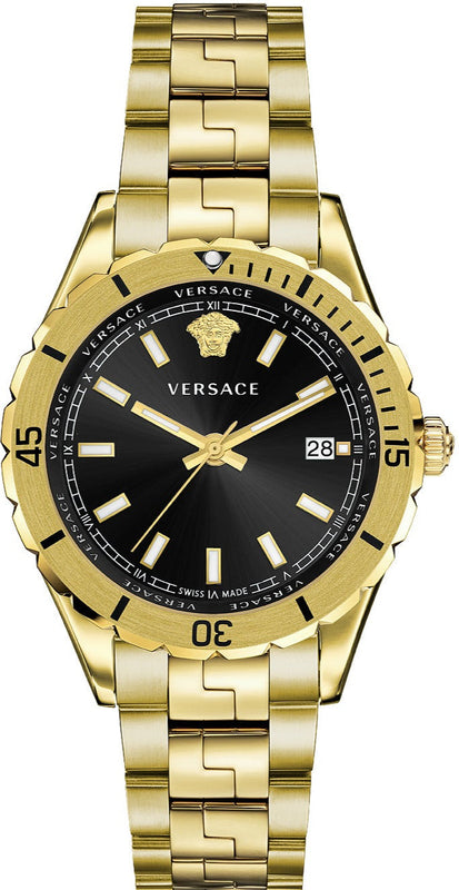Buy Shop Versace Hellenyium Quartz Black Dial Gold Steel Strap Watch For Men - VE3A00820 USA Online