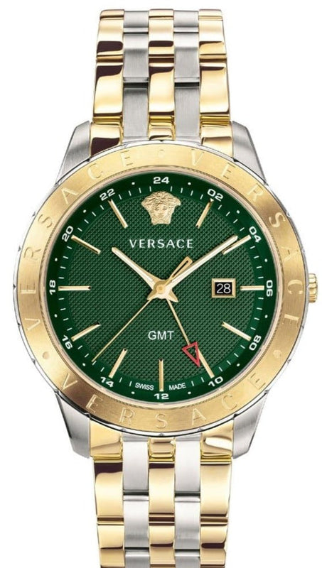 Buy Shop Versace Univers Quartz Green Dial Two Tone Steel Strap Watch for Men - VEBK00718 USA Online
