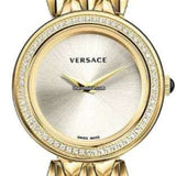 Buy Shop Versace V Flare Diamonds Silver Dial Gold Steel Strap Watch for Women - VEBN00918 USA Online