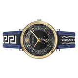 Versace  V-Circle Black Dial Blue Leather Strap Watch for Men - VEBQ01419