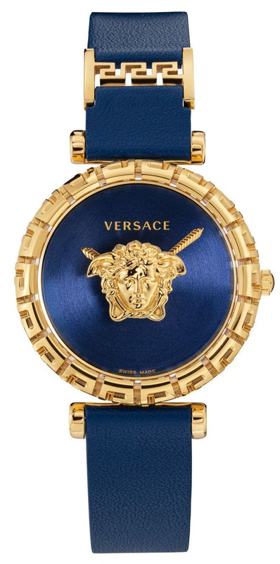 Buy Shop Versace Palazzo Empire Greca Quartz Blue Dial Blue Leather Strap Watch for Women - VEDV00219 USA Online