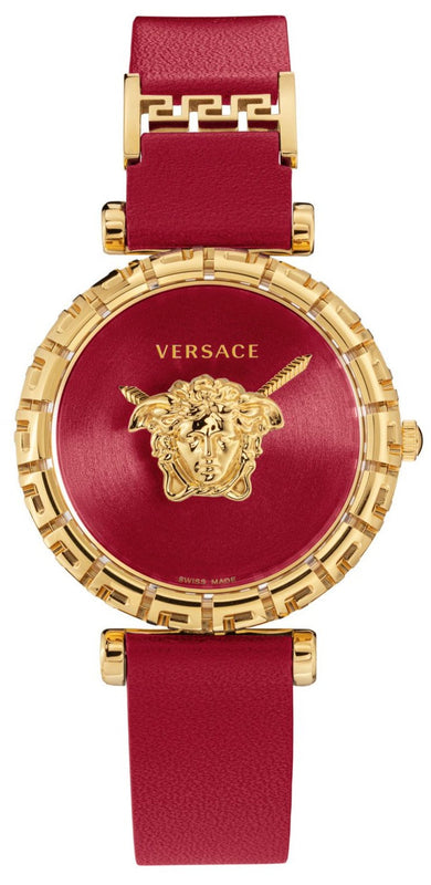 Buy Shop Versace Palazzo Empire Greca Red Dial Red Leather Strap Watch for Women - VEDV00319 USA Online