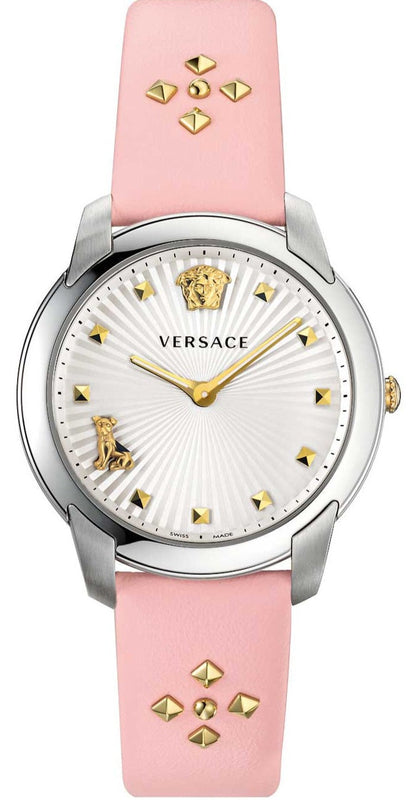 Buy Shop Versace Audrey Quartz White Dial Pink Leather Strap Watch for Women - VELR00119 USA Online