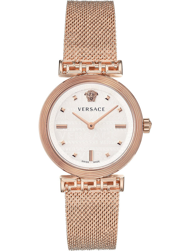 Buy Shop Versace Meander White Dial Rose Gold Mesh Bracelet Watch for Women - VELW00620 USA Online