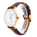 Buy Shop Daniel Wellington Dapper Bristol White Dial Brown Leather Strap Watch For Women - DW00100094 USA Online