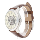 Buy Shop Fossil Grant Automatic Beige Skeleton Dial Brown Leather Strap Watch for Men - ME3099 USA Online