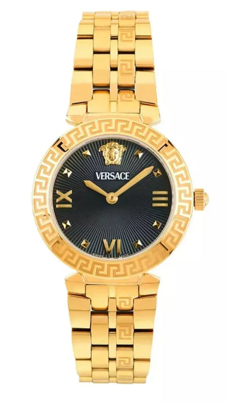 Versace Daphnis Quartz Black Dial Gold Steel Strap Watch for Women - VEOCA0524