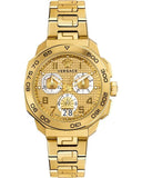 Buy Shop Versace Dylos Chronograph Gold Dial Gold Steel Strap Watch for Men - VQC040015 USA Online
