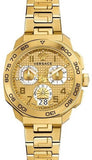 Buy Shop Versace Dylos Chronograph Gold Dial Gold Steel Strap Watch for Men - VQC040015 USA Online