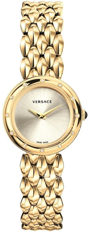 Buy Shop Versace V-Flare Quartz Silver Dial Gold Steel Strap Watch for Women - VEBN00818 USA Online