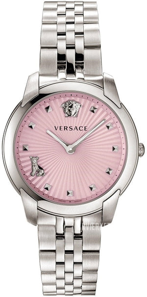 Buy Shop Versace Audrey Quartz Pink Dial Silver Steel Strap Watch for Women - VELR00419 USA Online