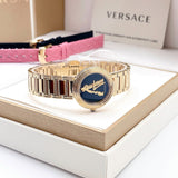 Buy Shop Versace V Virtus Quartz Black Dial Gold Steel Strap Watch For Women - VET300121 USA Online