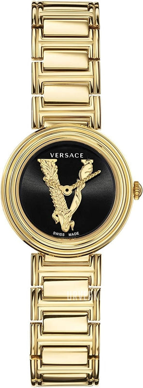 Buy Shop Versace V Virtus Quartz Black Dial Gold Steel Strap Watch For Women - VET300121 USA Online