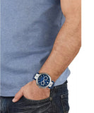 Versace Aion Chronograph Quartz Blue Dial Blue Leather Strap Watch for Men - VE1D01220