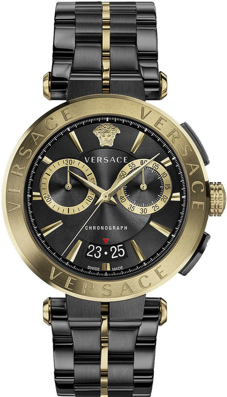 Buy Shop Versace Aion Chronograph Black Dial Black Steel Strap Watch for Men - VE1D01620 USA Online