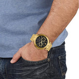 Buy Shop Versace Aion Chronograph Black Dial Gold Steel Strap Watch For Men - VE1D01721 USA Online