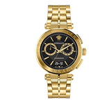 Buy Shop Versace Aion Chronograph Black Dial Gold Steel Strap Watch For Men - VE1D01721 USA Online