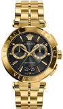 Buy Shop Versace Aion Chronograph Black Dial Gold Steel Strap Watch For Men - VE1D01721 USA Online