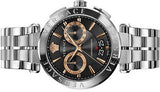 Buy Shop Versace Aion Chronograph Black Dial Silver Steel Strap Watch For Men - VE1D01019 USA Online