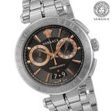 Buy Shop Versace Aion Chronograph Black Dial Silver Steel Strap Watch For Men - VE1D01019 USA Online