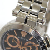 Buy Shop Versace Aion Chronograph Black Dial Silver Steel Strap Watch For Men - VE1D01019 USA Online