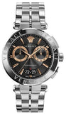 Buy Shop Versace Aion Chronograph Black Dial Silver Steel Strap Watch For Men - VE1D01019 USA Online