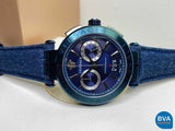 Buy Shop Versace Aion Chronograph Blue Dial Blue Leather Strap Watch for Men - VBR070017 USA Online