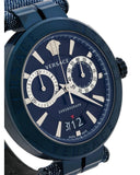 Buy Shop Versace Aion Chronograph Blue Dial Blue Leather Strap Watch for Men - VBR070017 USA Online