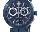 Buy Shop Versace Aion Chronograph Blue Dial Blue Leather Strap Watch for Men - VBR070017 USA Online
